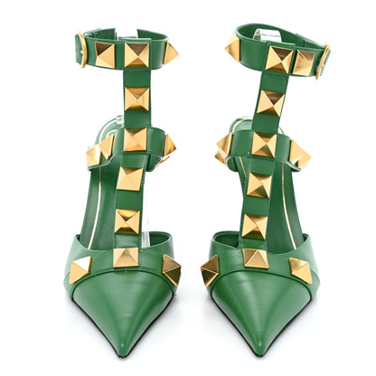 Valentino Garavani Calfskin Roman Stud Ankle Strap 100mm Pumps 40 Brilliant Green 2 of 11