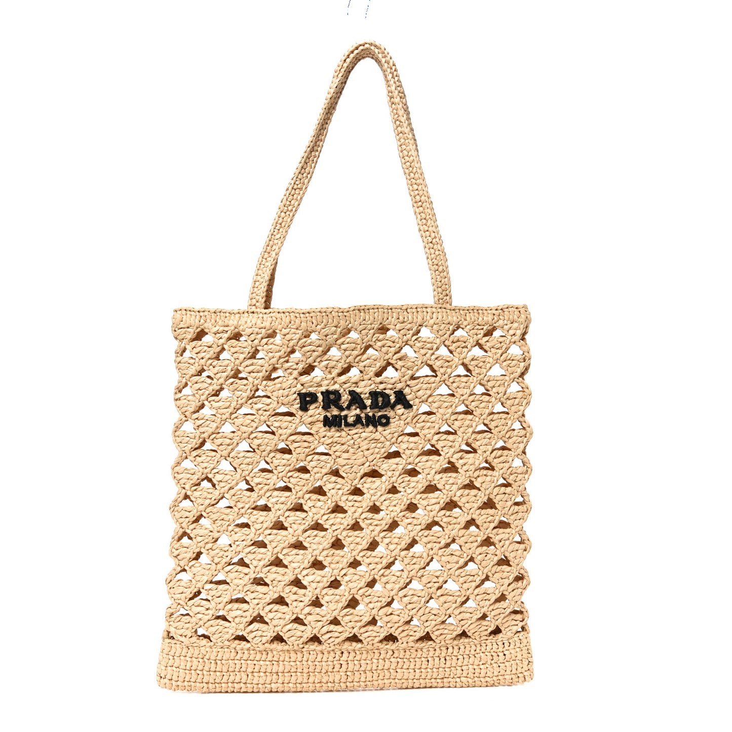 Yarn Raffia Effect Embroidered Logo Tote Naturale
