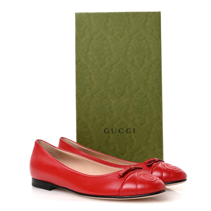 Gucci Nappa Charlotte Double G Ballet Flats 37 Maple Red 9 of 9