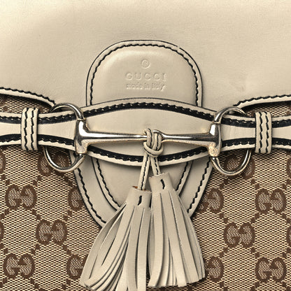 Gucci Monogram Margaux Calfskin Medium Emily Chain Shoulder Bag Beige Ebony Mystic White 8 of 14