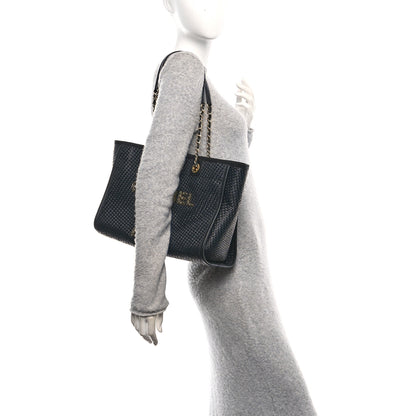 Chanel Straw Raffia Calfskin Chain Small Deauville Tote Black 2 of 10