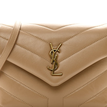 Saint Laurent Calfskin Y Quilted Monogram Toy Loulou Crossbody Bag Latte 5 of 13