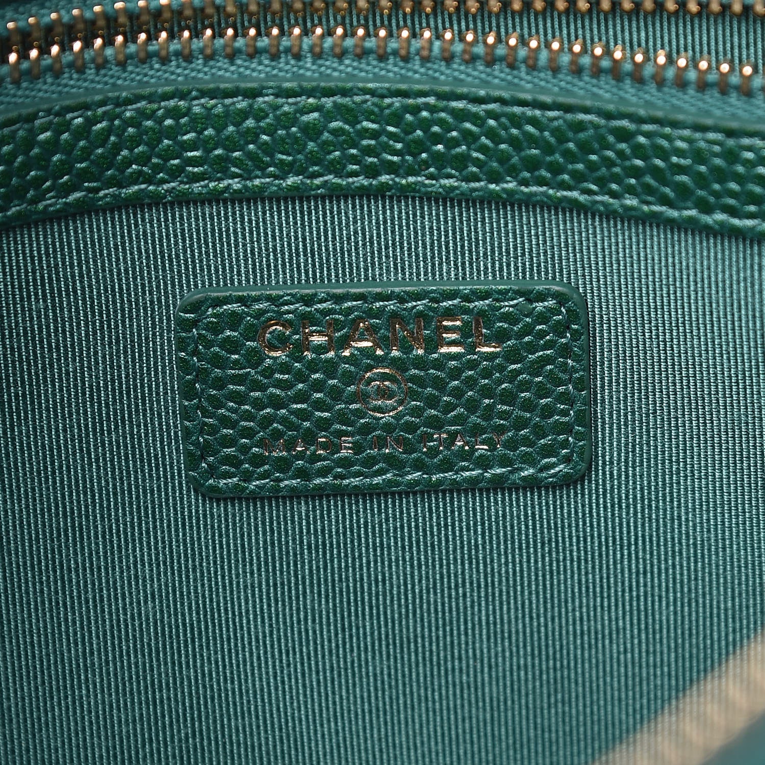 Chanel Metallic Caviar Quilted Medium Cosmetic Case Green 6 of 10