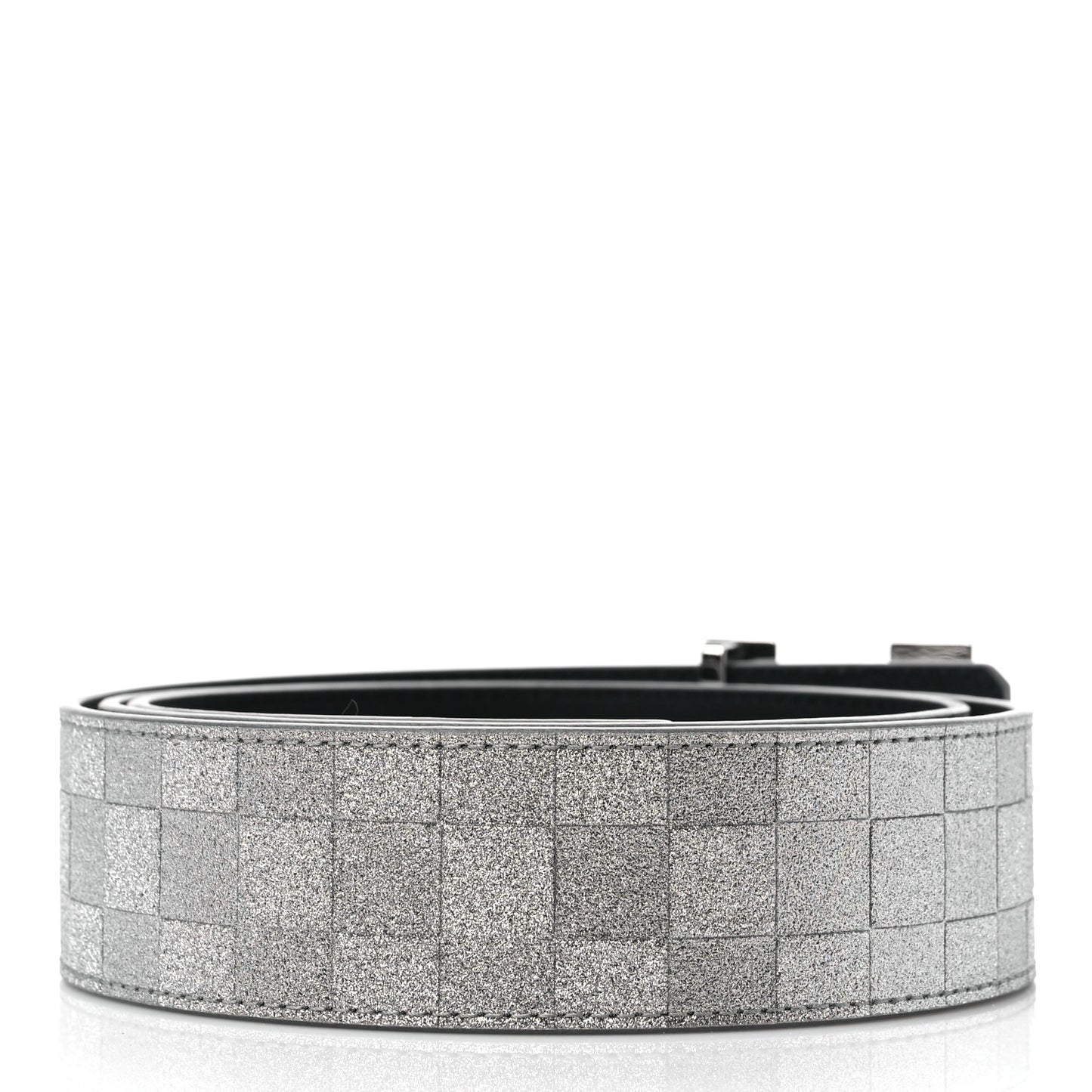 Damier Glitter Calfskin 40mm LV Pyramide Belt 100 40 Silver