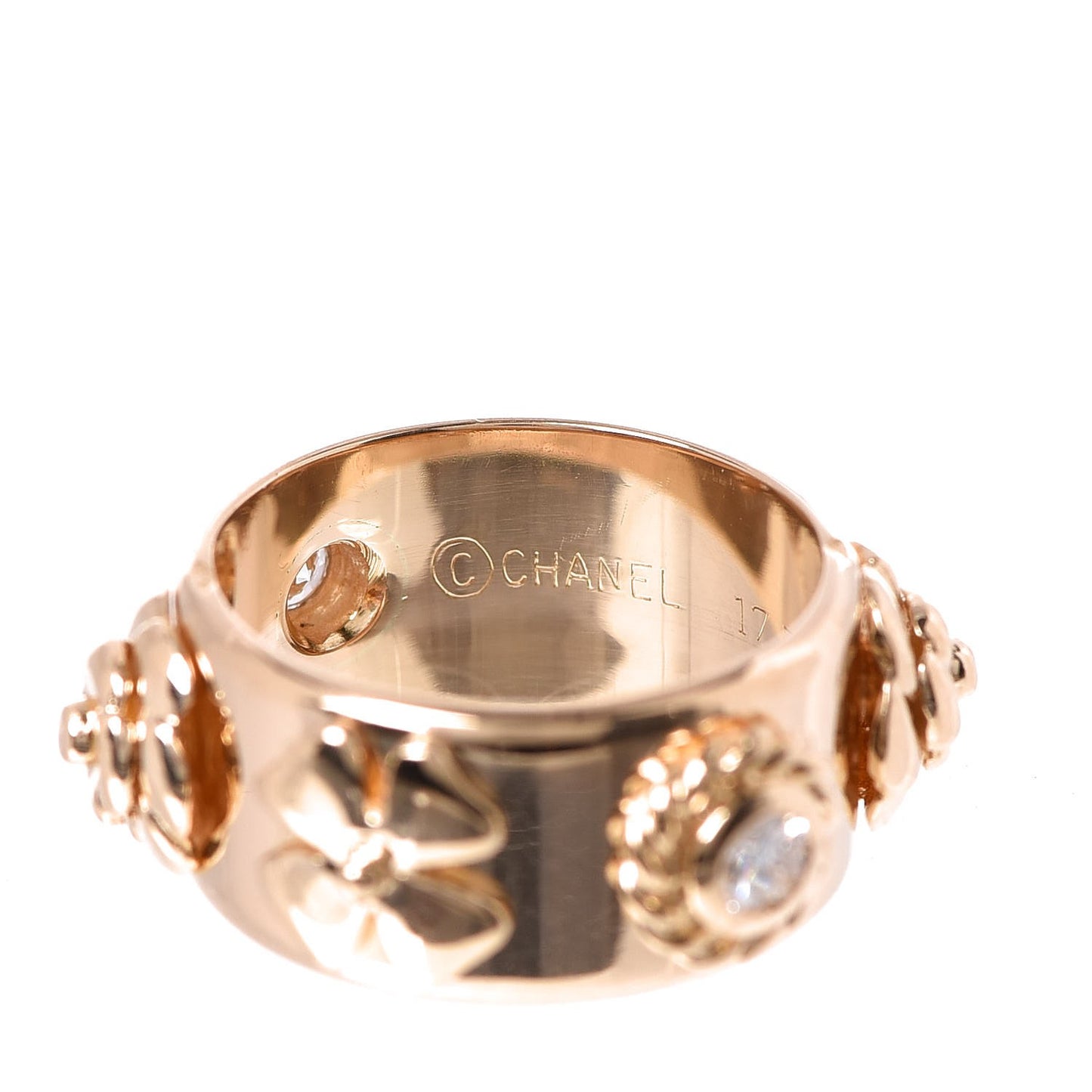 18K Yellow Gold Diamond Camellia Band Ring 50 5.25