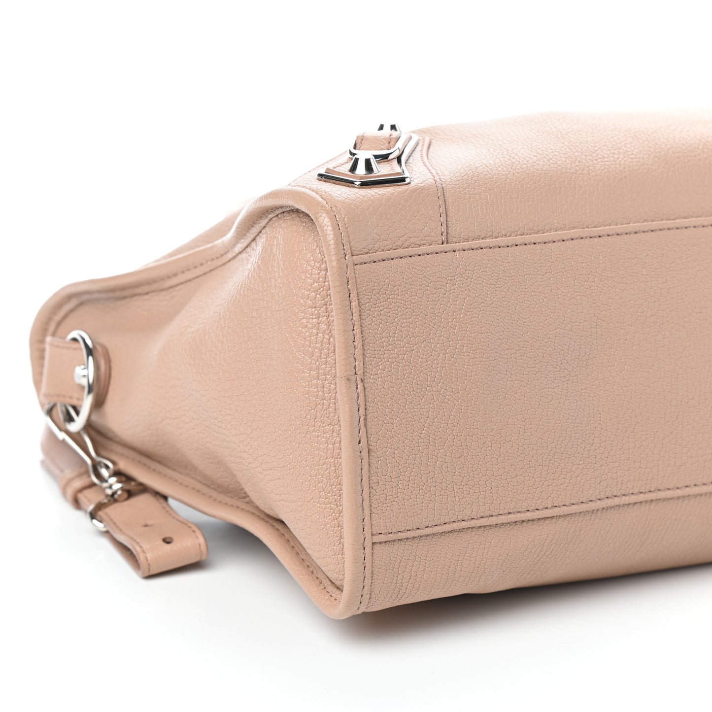 Shiny Goatskin Silver Metallic Edge Hardware City Rose Des Sables