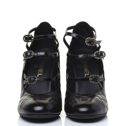 Chanel Calfskin Quilted CC Cap Toe Pumps 41 Black 2 of 20
