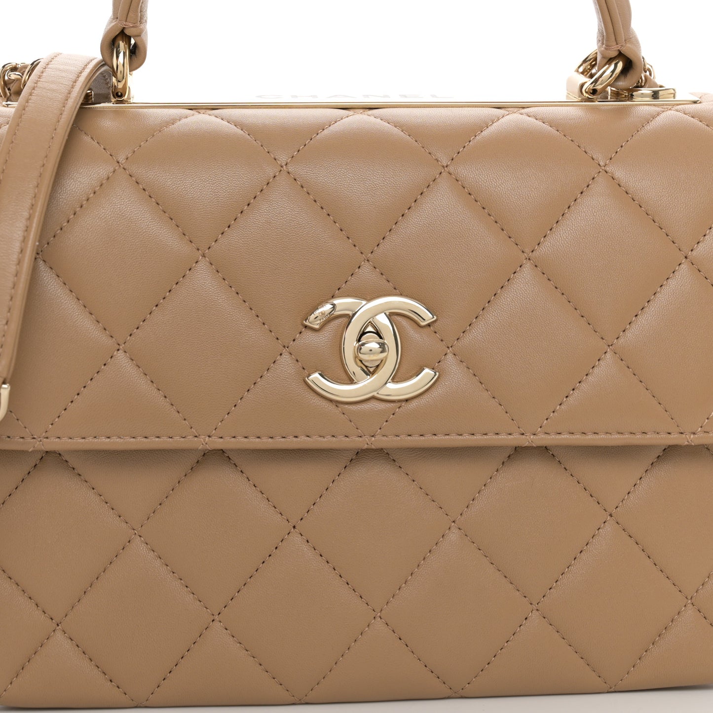 Lambskin Quilted Small Trendy CC Dual Handle Flap Bag Beige