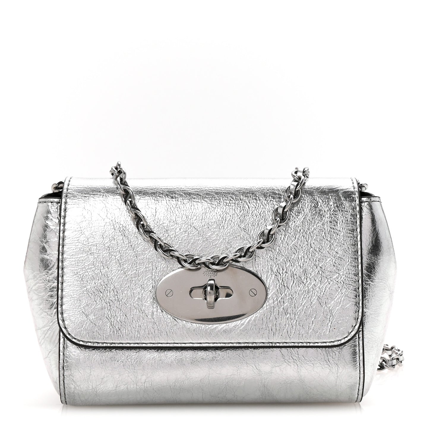 Metallic Crinkled Calfskin Mini Lily Silver