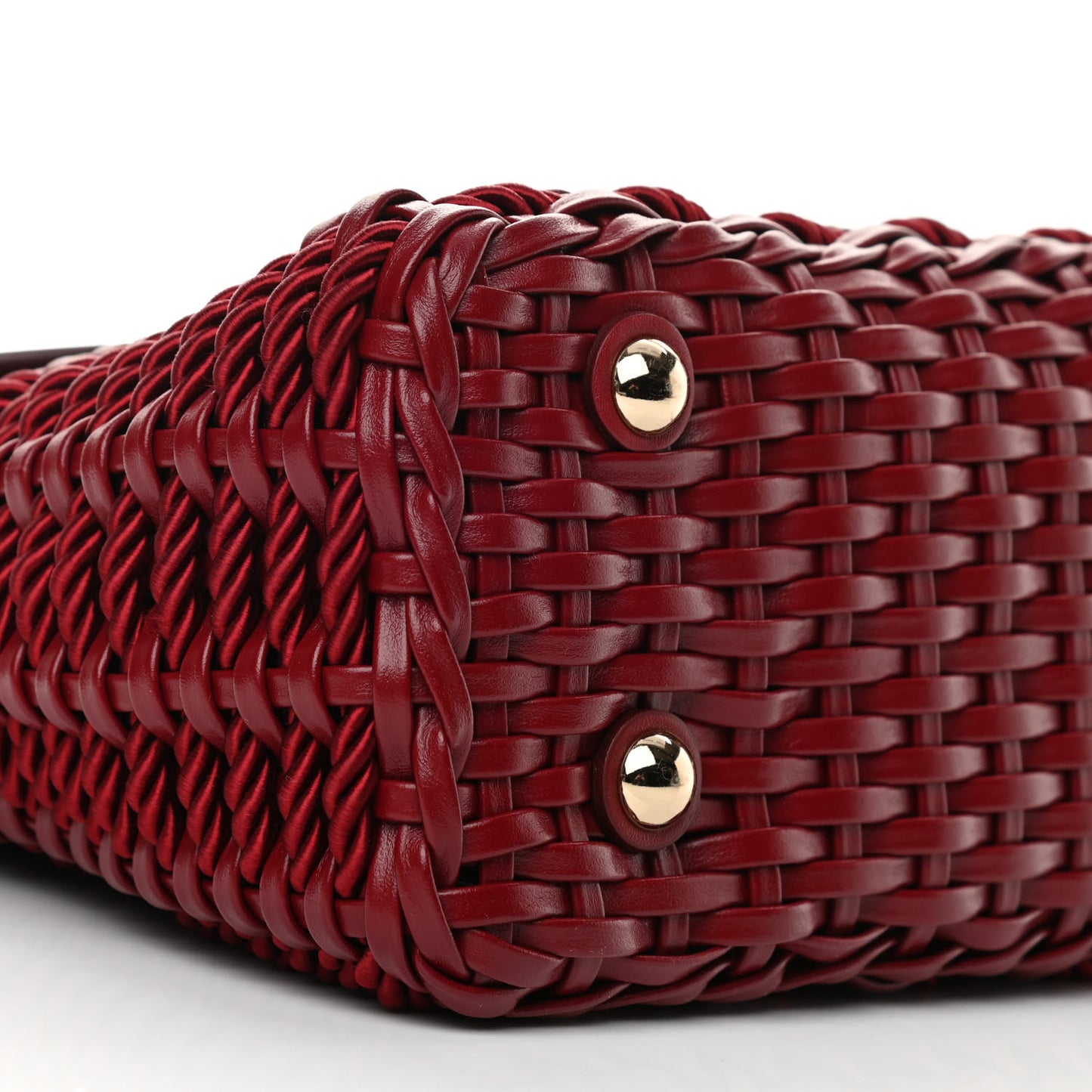 Calfskin Woven Margot Top Handle Satchel Carmine