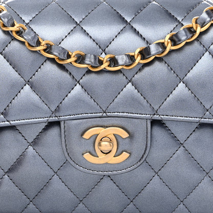 Chanel Metallic Lambskin Quilted Small Double Flap Blue 7 of 9