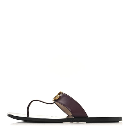 Gucci Calfskin GG Marmont Thong Sandals 41 Vintage Bordeaux 1 of 9