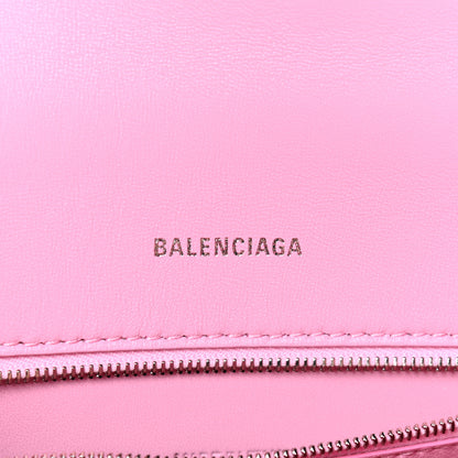 Balenciaga Semi Shiny Calfskin Crocodile Embossed Small Hourglass Top Handle Bag Pink 7 of 9