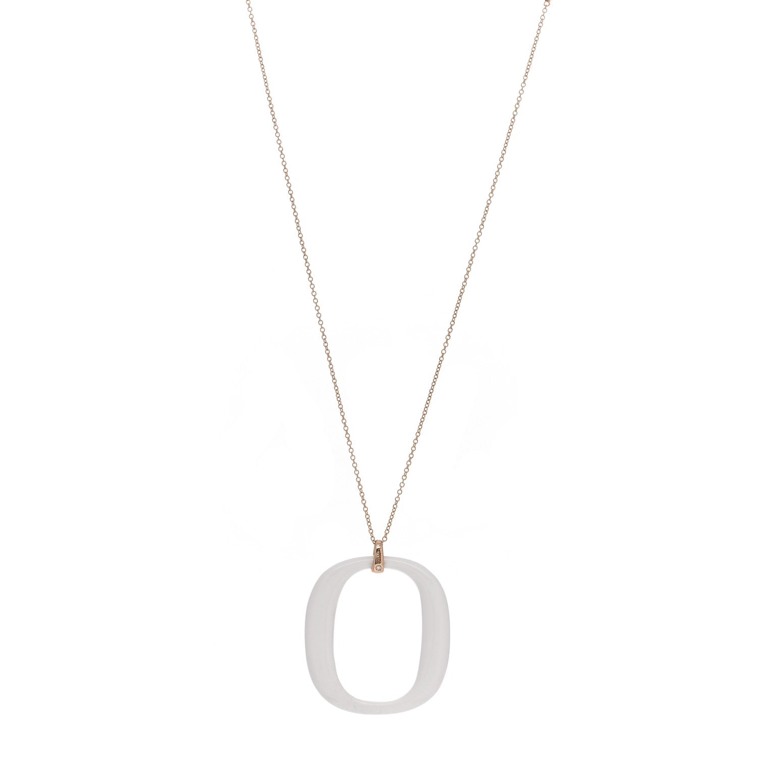 Damiani 18K Pink Gold Diamond White Agate D.Lace Pendant Necklace White 1 of 5