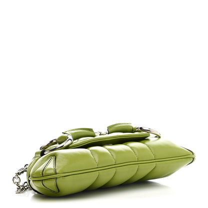 Gucci Nappa Vertical Matelasse Small Maxi Horsebit Chain Shoulder Bag Green 4 of 10