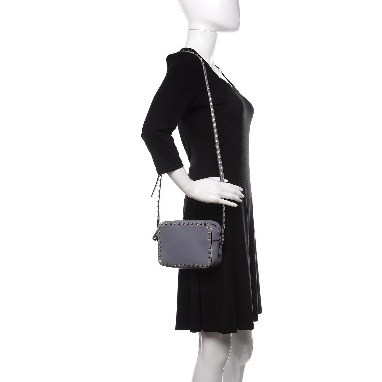 Valentino Garavani Calfskin Rockstud Camera Crossbody Bag London Stone 2 of 10