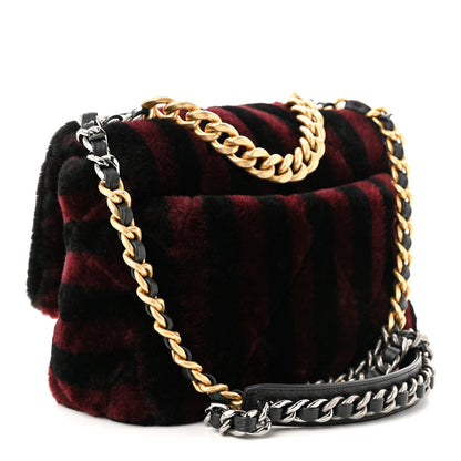 Chanel Shearling Striped Medium Chanel 19 Flap Red Black 3 of 11