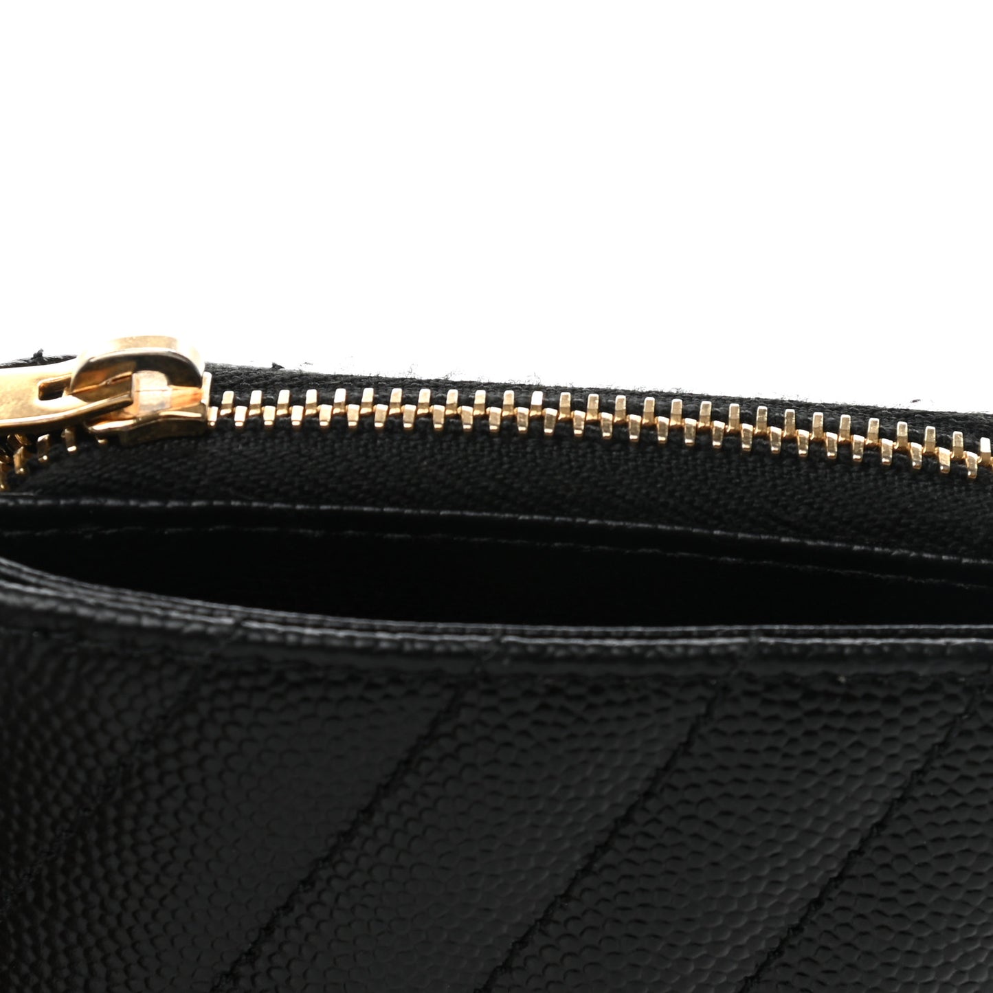 Grain De Poudre Matelasse Chevron Monogram Compact Zip Around Wallet Black