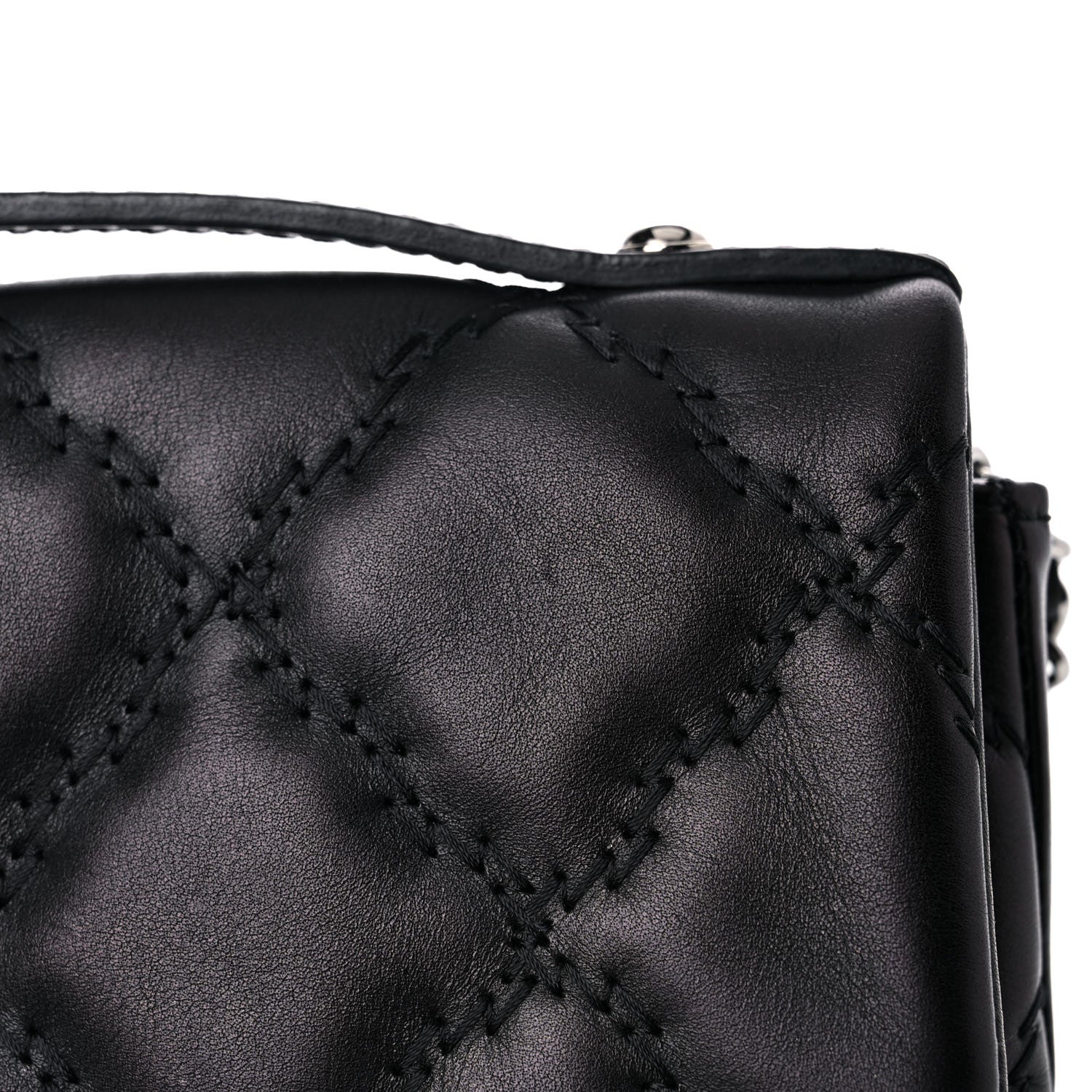 Chanel Calfskin Quilted Double Stitch Hamptons Clutch with Chain Black 13 of 13