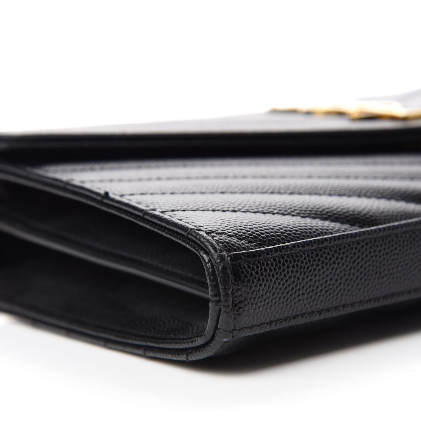 Grain De Poudre Matelasse Chevron Monogram Chain Wallet Black