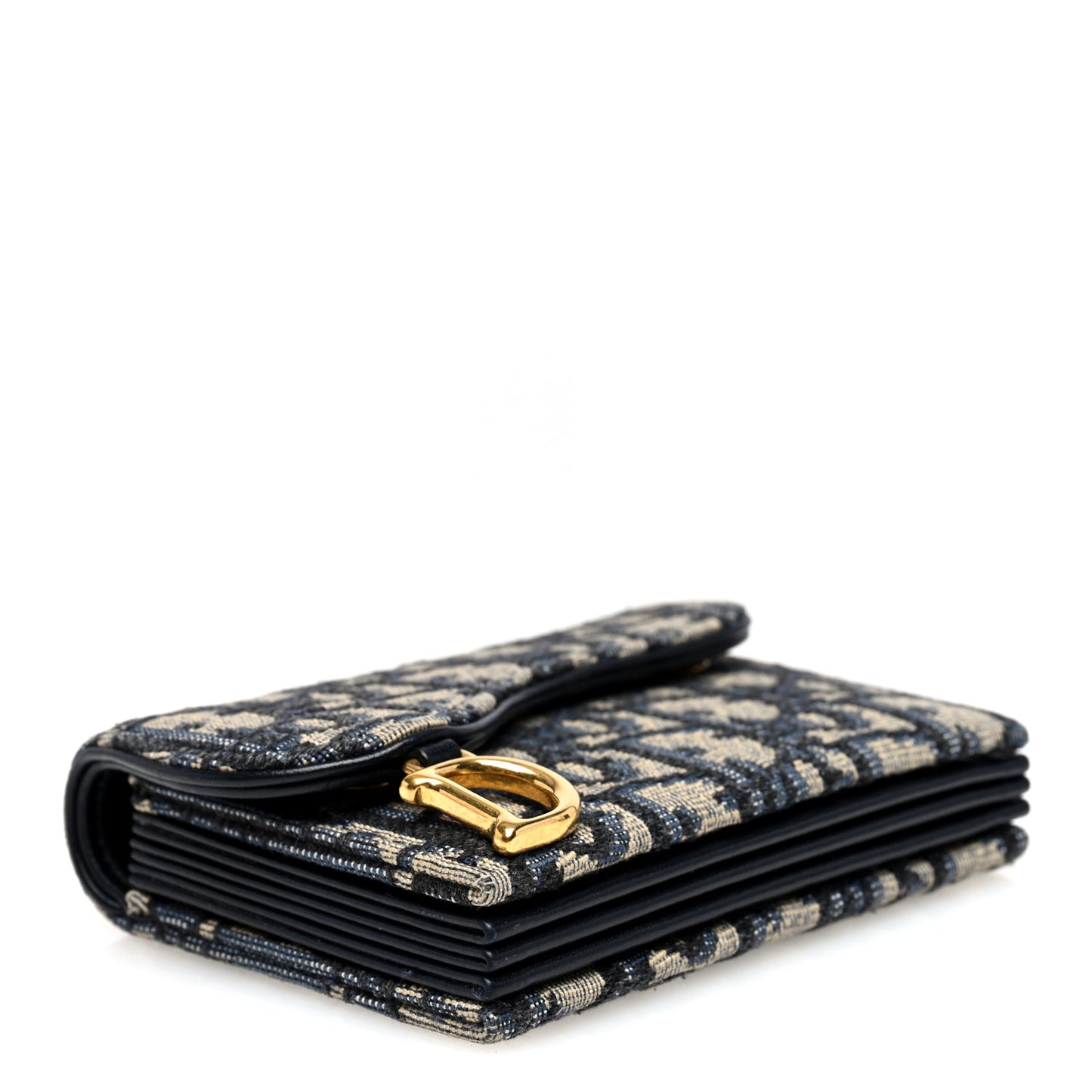 Oblique Saddle 5-Gusset Card Holder Blue