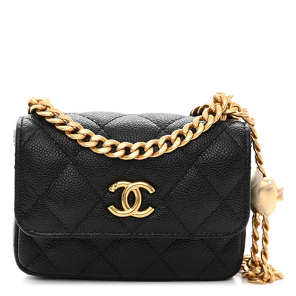 Chanel Caviar Quilted Sweetheart Clutch With Chain Black 1 of 12