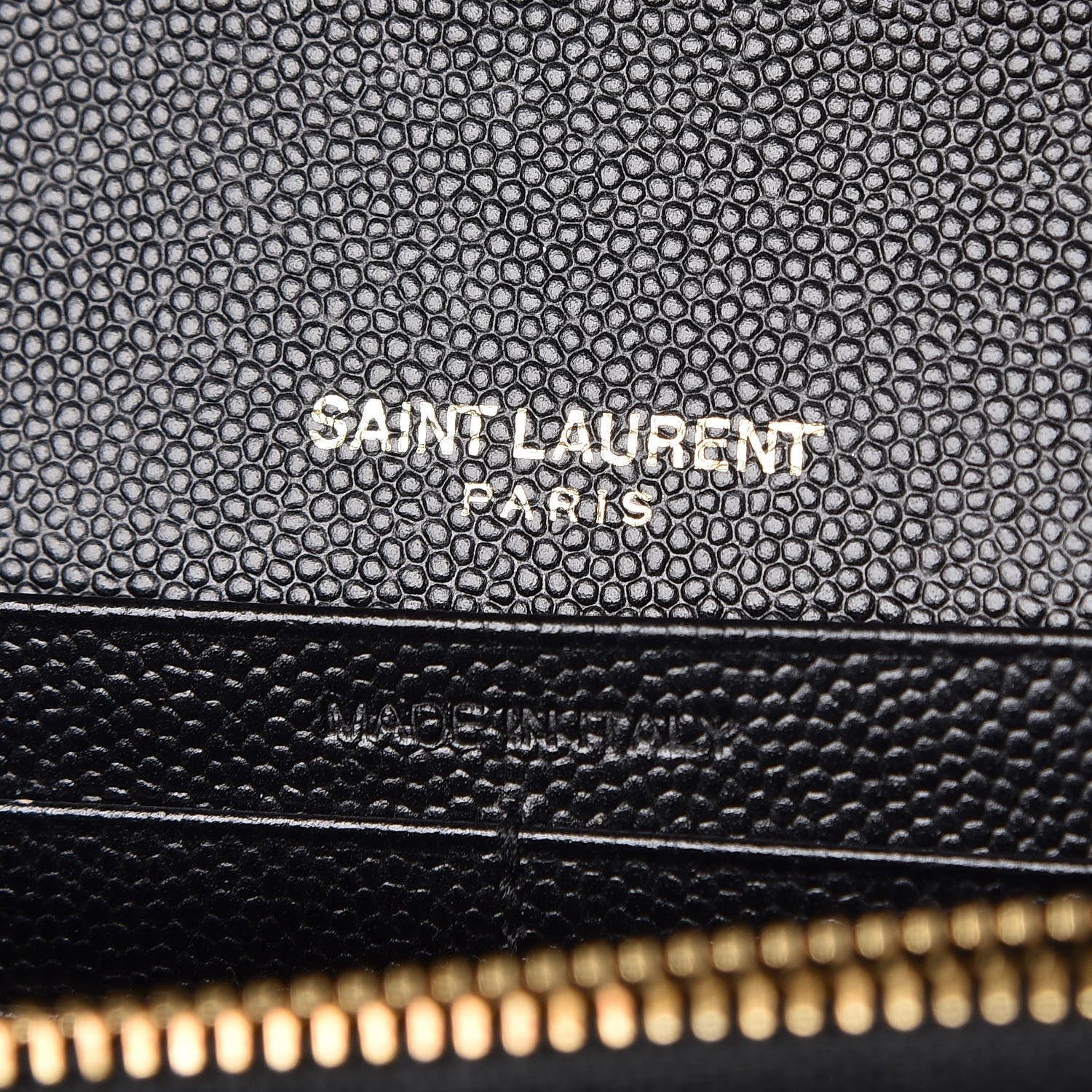 Saint Laurent Grain De Poudre Matelasse Chevron Medium Monogram Chain Wallet Black 6 of 8