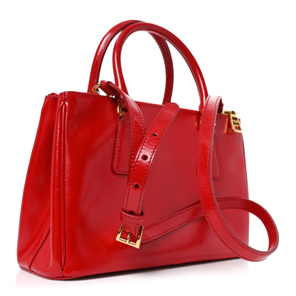 Prada Saffiano Vernice Mini Galleria Double Zip Tote Rosso 3 of 9
