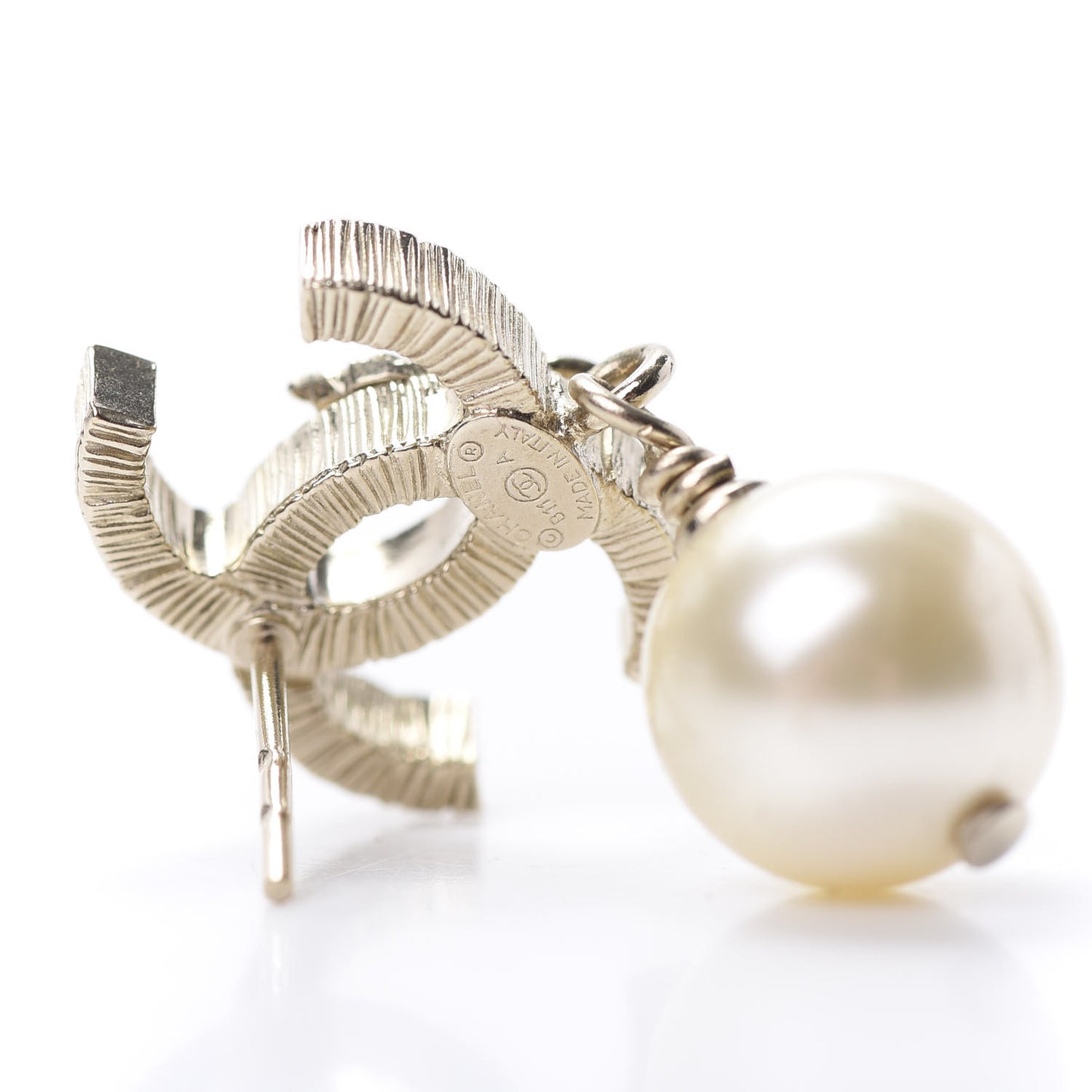 Crystal Pearl CC Drop Leaf Earrings Gold