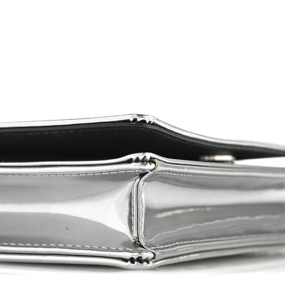 Christian Dior Metallic Patent Micro-Cannage Diorama Wallet on Chain Pouch Silver 8 of 10