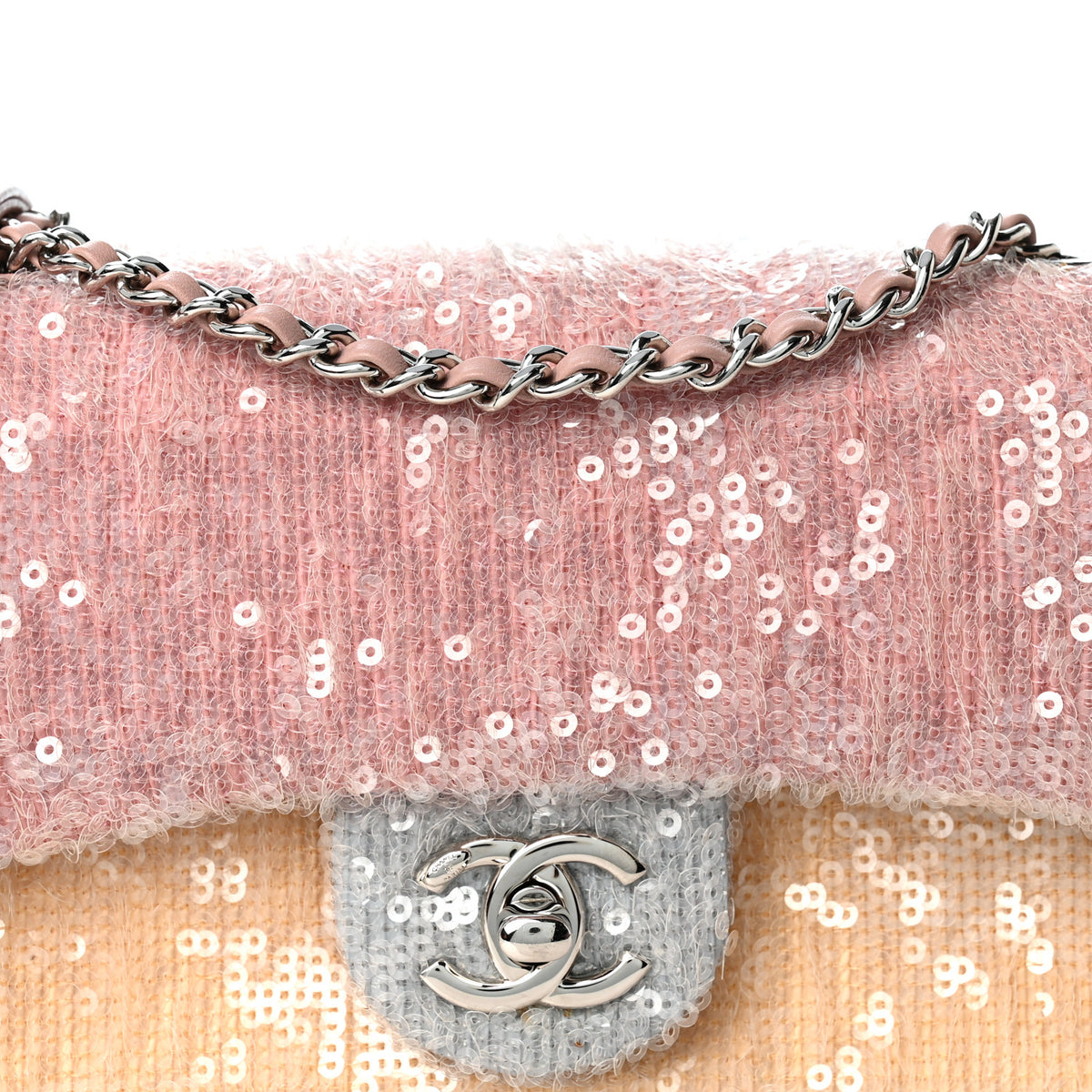 Chanel Sequin Mini Waterfall Flap Pink Blue Yellow 8 of 10