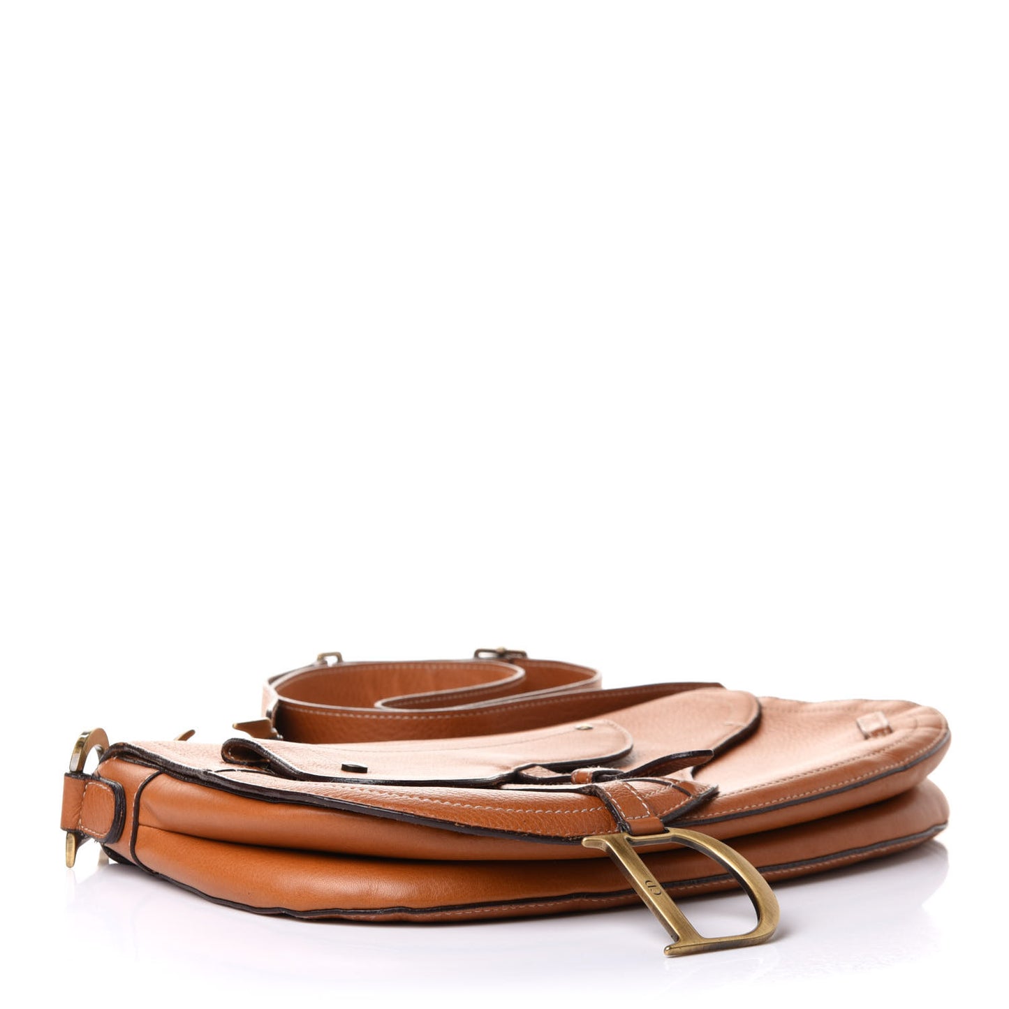 Calfskin Baudrier Double Saddle Bag Brown