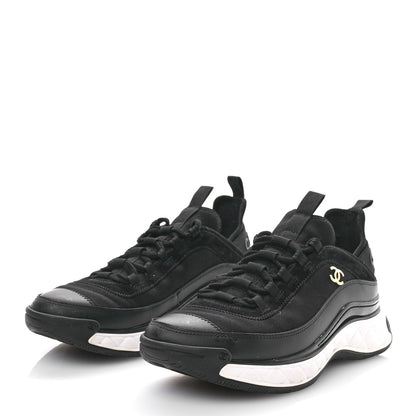 Chanel Velvet Calfskin Mixed Fibers CC Sneakers 40 Black 3 of 9