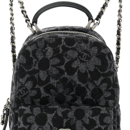 Chanel Denim Quilted Flower CC Mini Classic Backpack Black 8 of 11