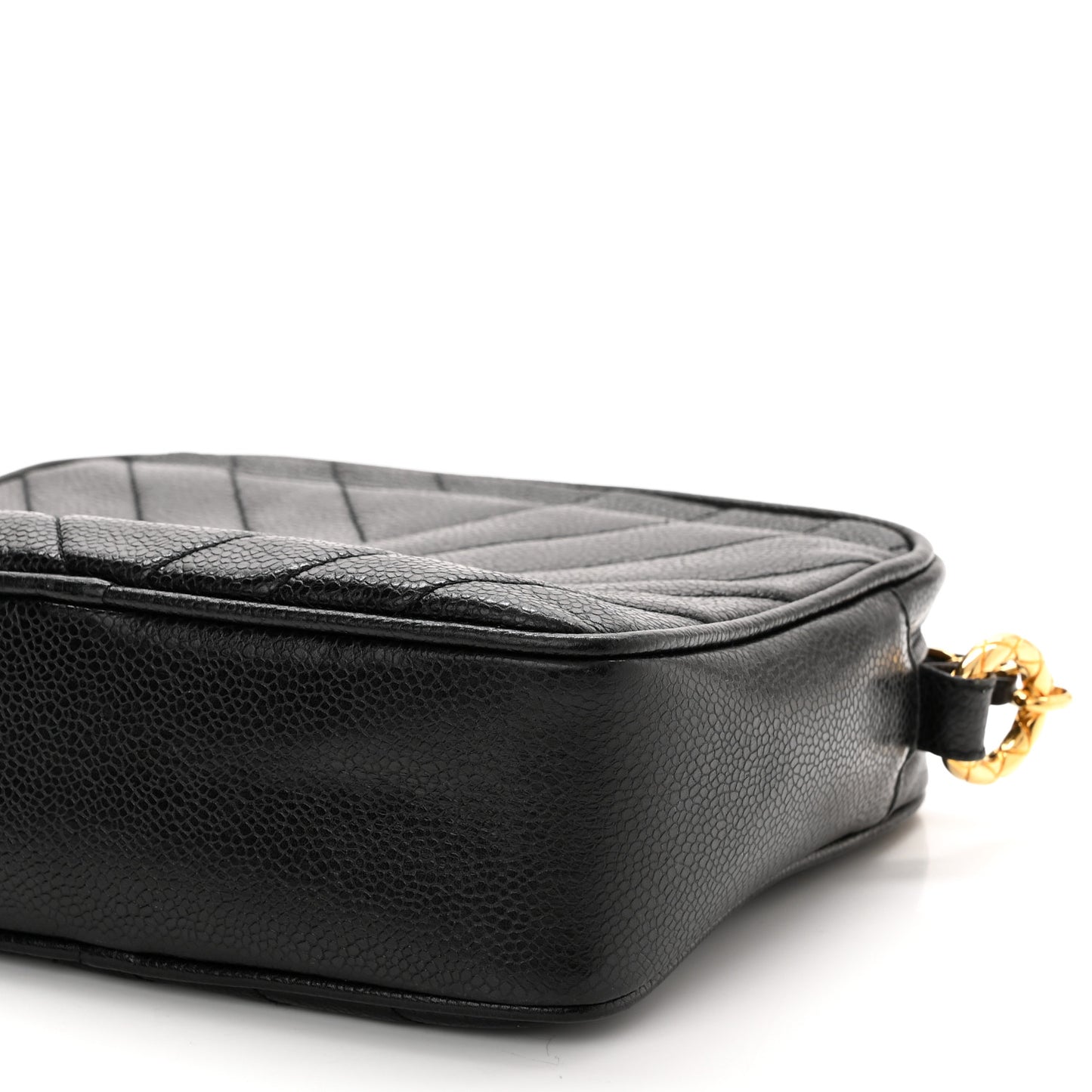 Caviar Chevron Quilted Camera Case Black