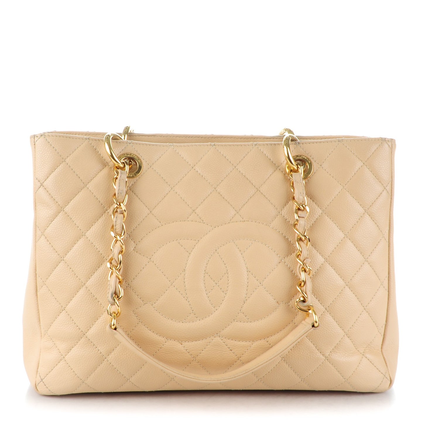 Caviar Quilted Grand Shopping Tote GST Beige Clair