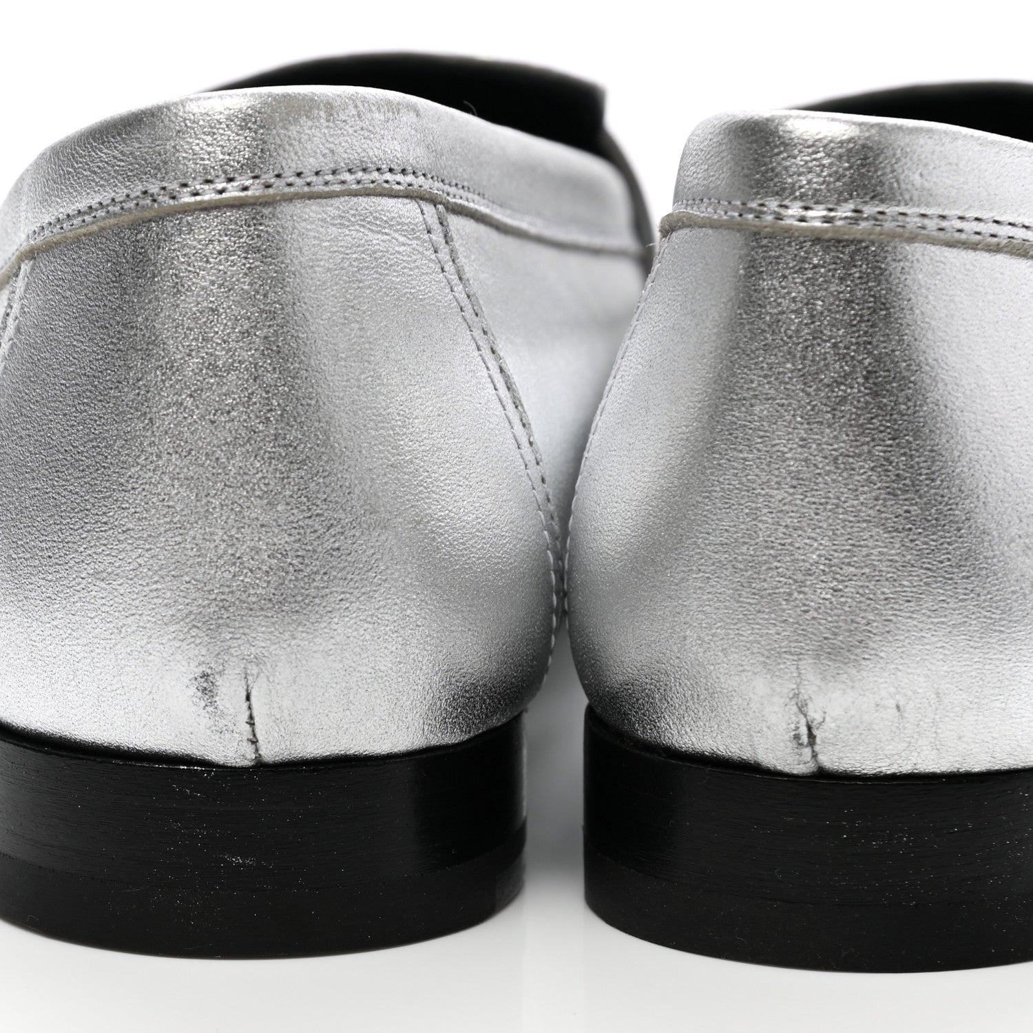 Hermes Metallic Goatskin Paris Loafers 37 Gris Argente 9 of 12