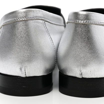 Hermes Metallic Goatskin Paris Loafers 37 Gris Argente 9 of 12