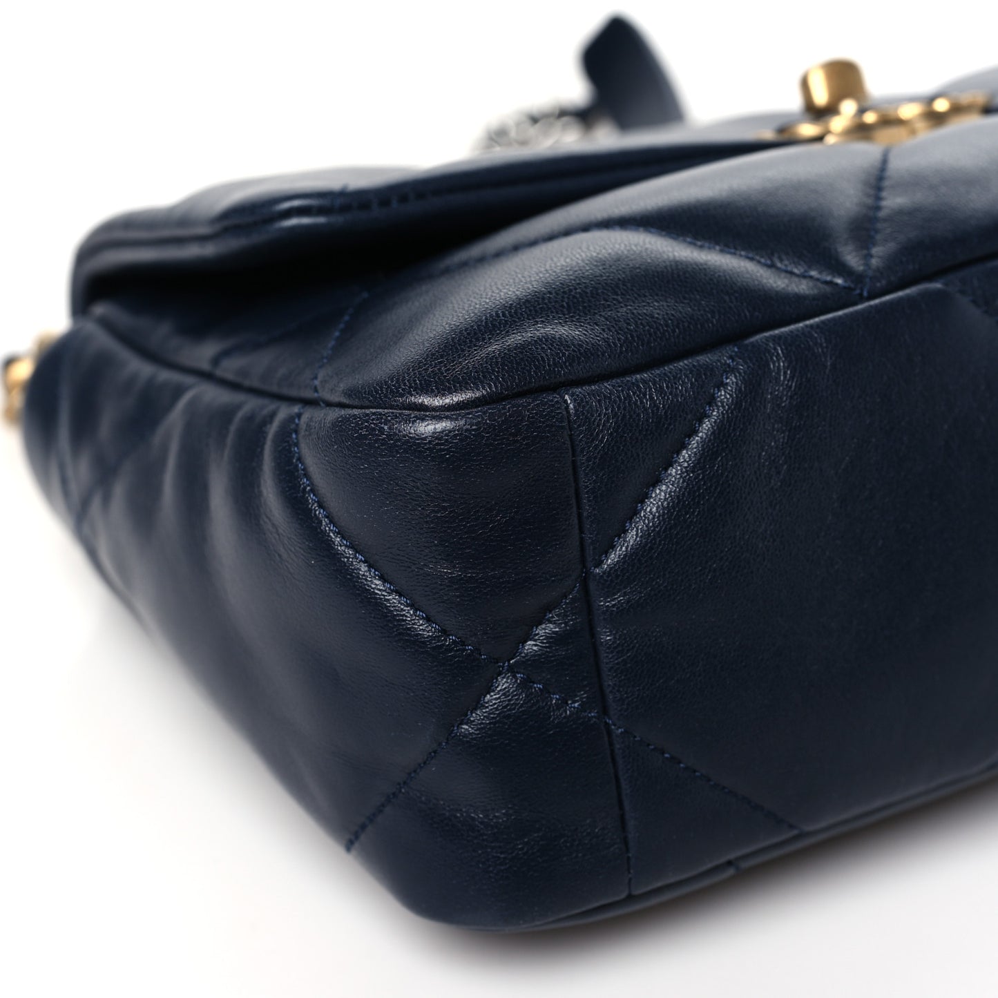 Lambskin Quilted Medium Chanel 19 Flap Navy Blue