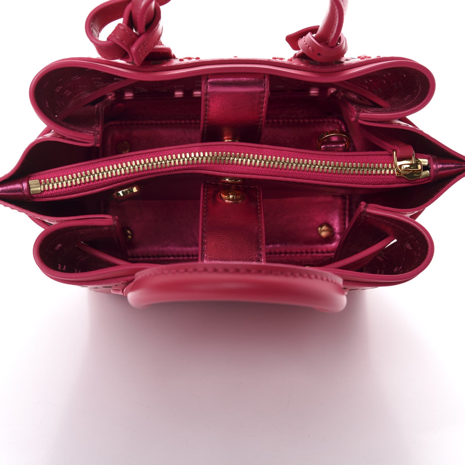 MCM Perforated Calfskin Studded Mini Milla Tote Sugar Pink 5 of 8