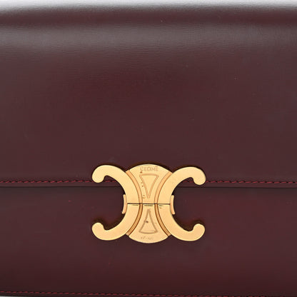 Celine Shiny Calfskin Medium Triomphe Light Burgundy 10 of 15