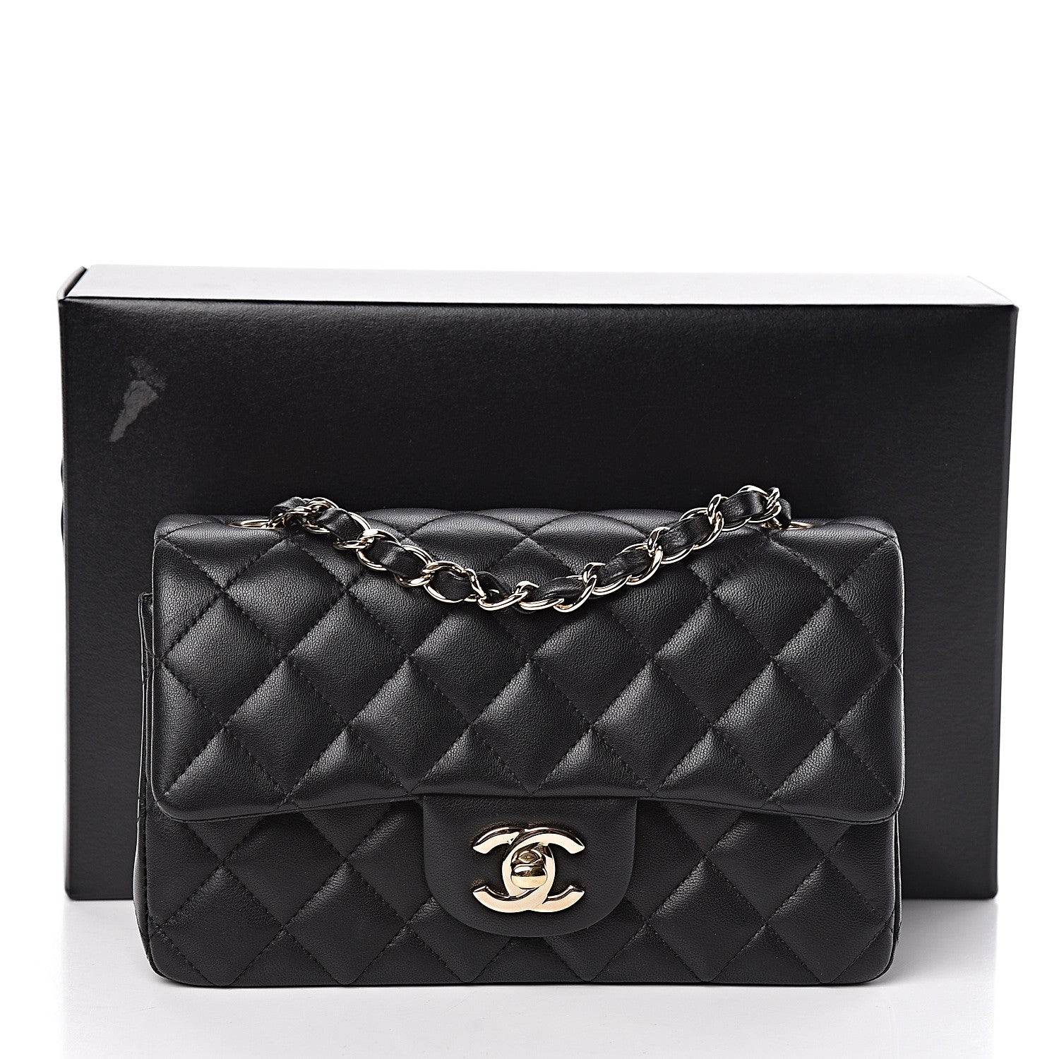 Chanel Lambskin Quilted Mini Rectangular Flap Black 12 of 12