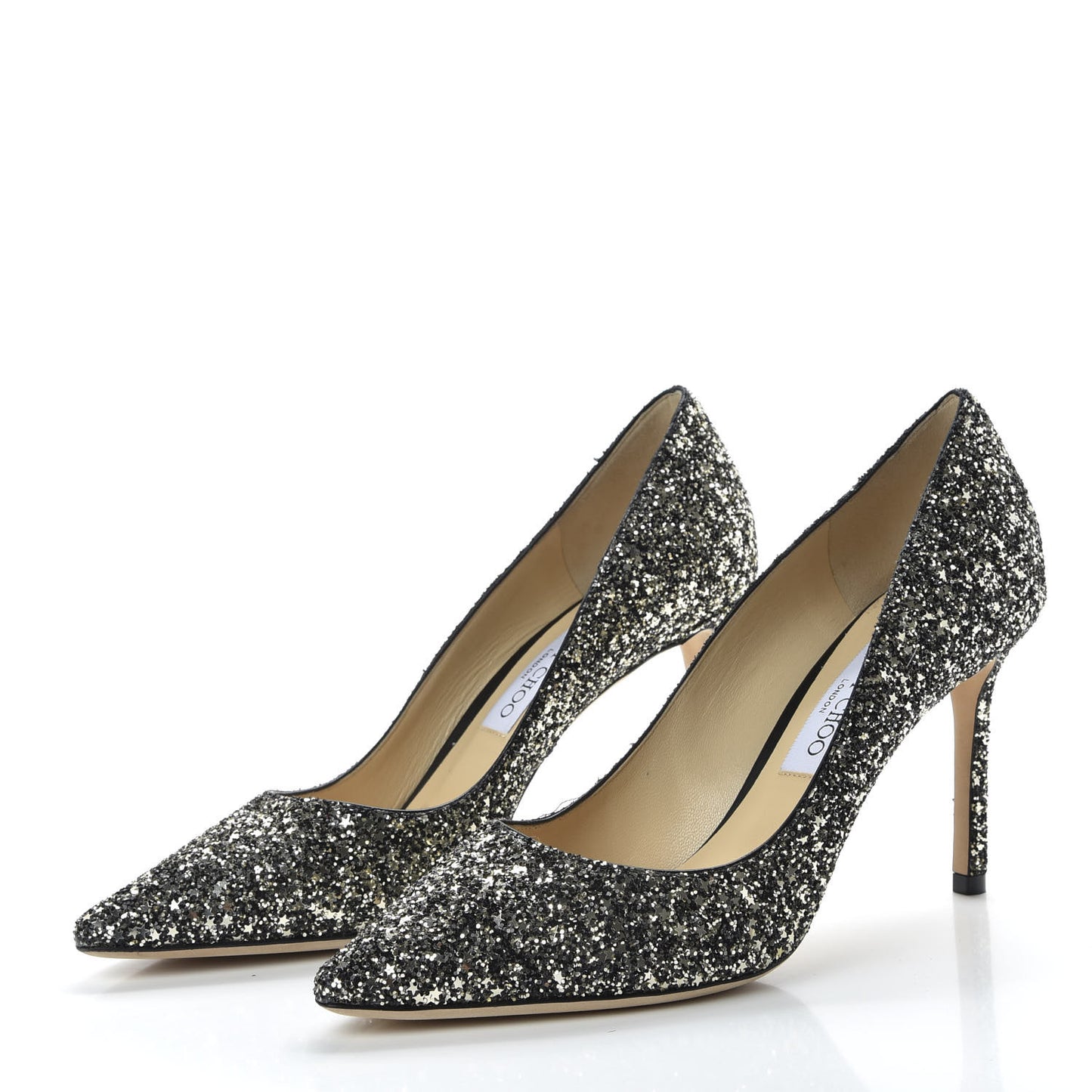 Glitter Pointy Toe Romy 85 Pumps 40 Black Gold