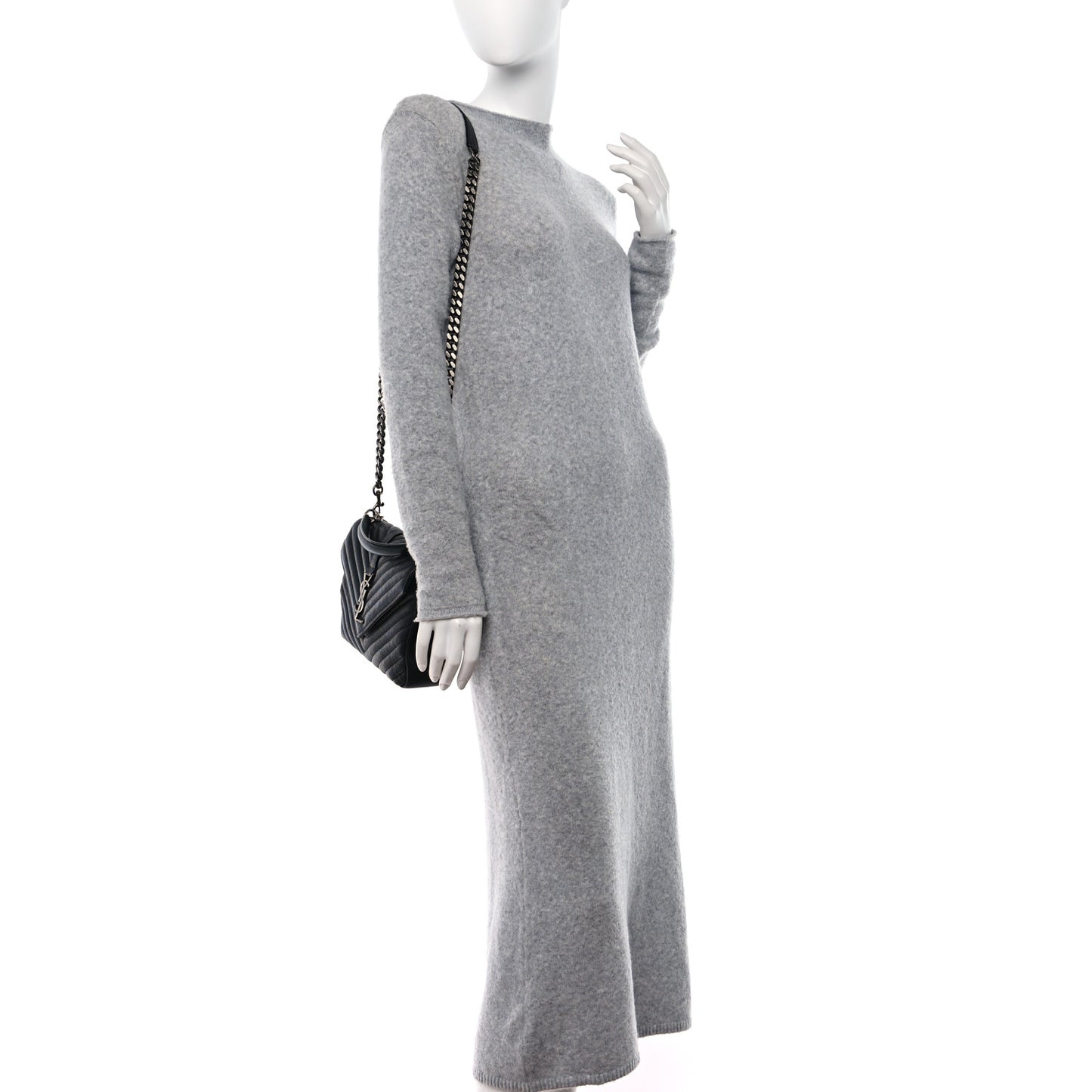 Sheepskin Matelasse Chevron Monogram Medium College Bag Black