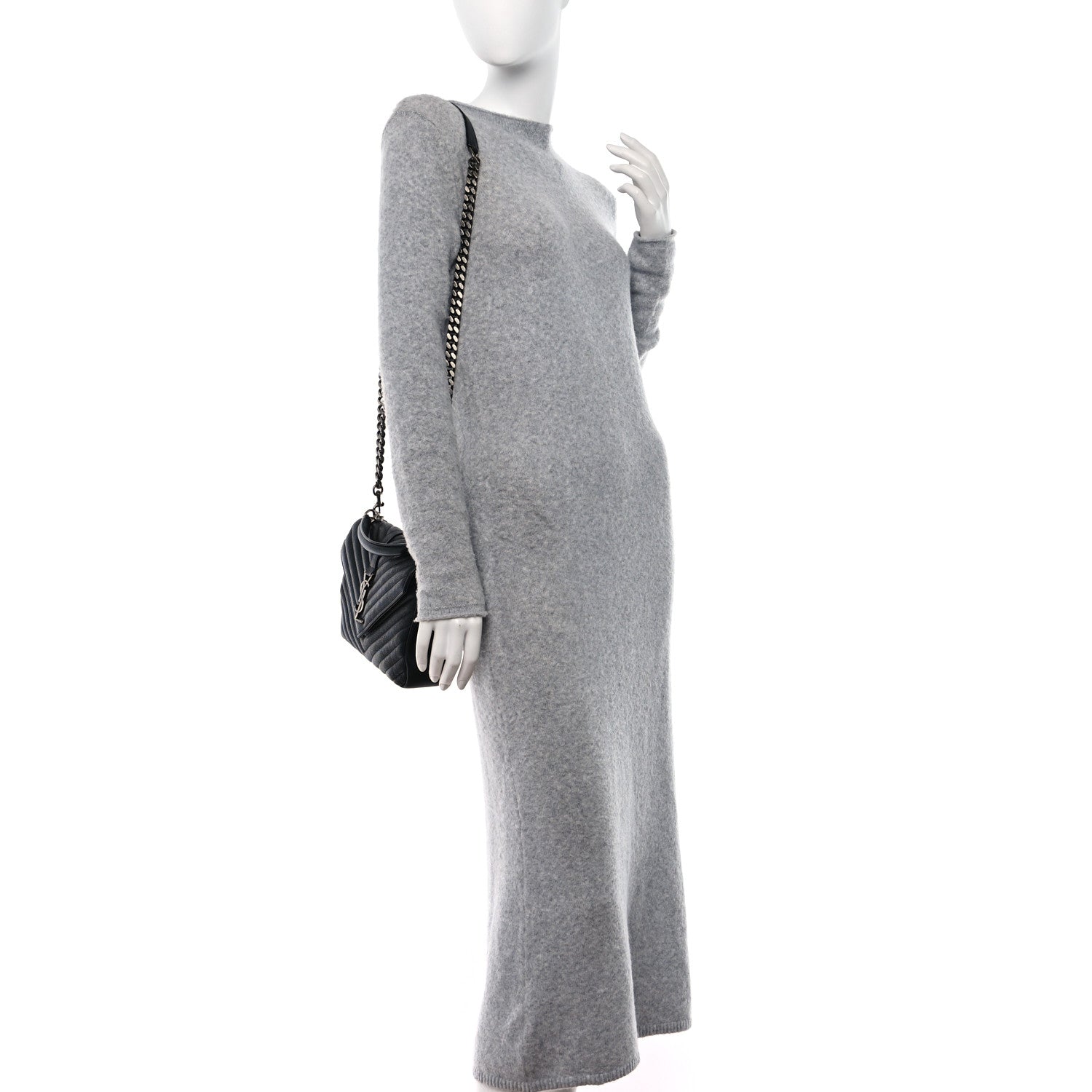 Saint Laurent Sheepskin Matelasse Chevron Monogram Medium College Bag Black 2 of 13