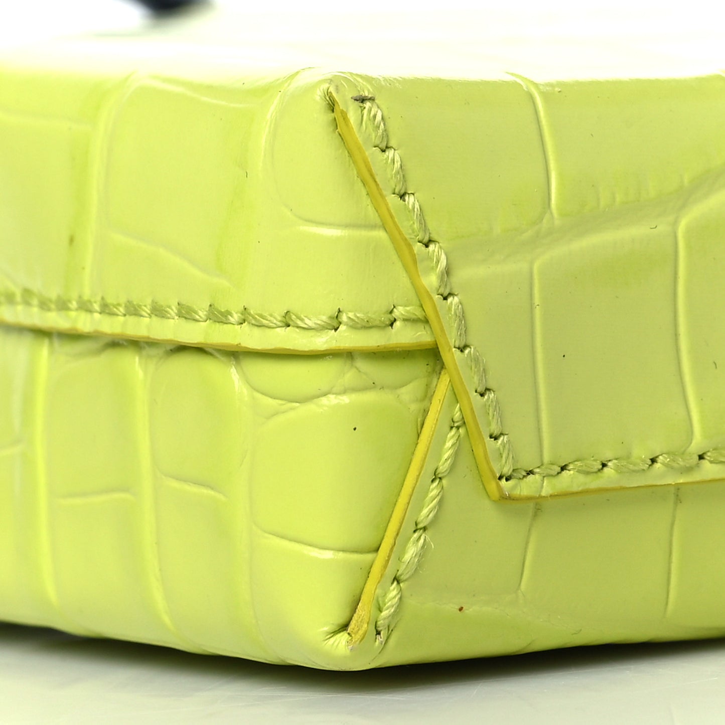 Calfskin Crocodile Embossed Logo Shopping Phone Holder Bag Lime