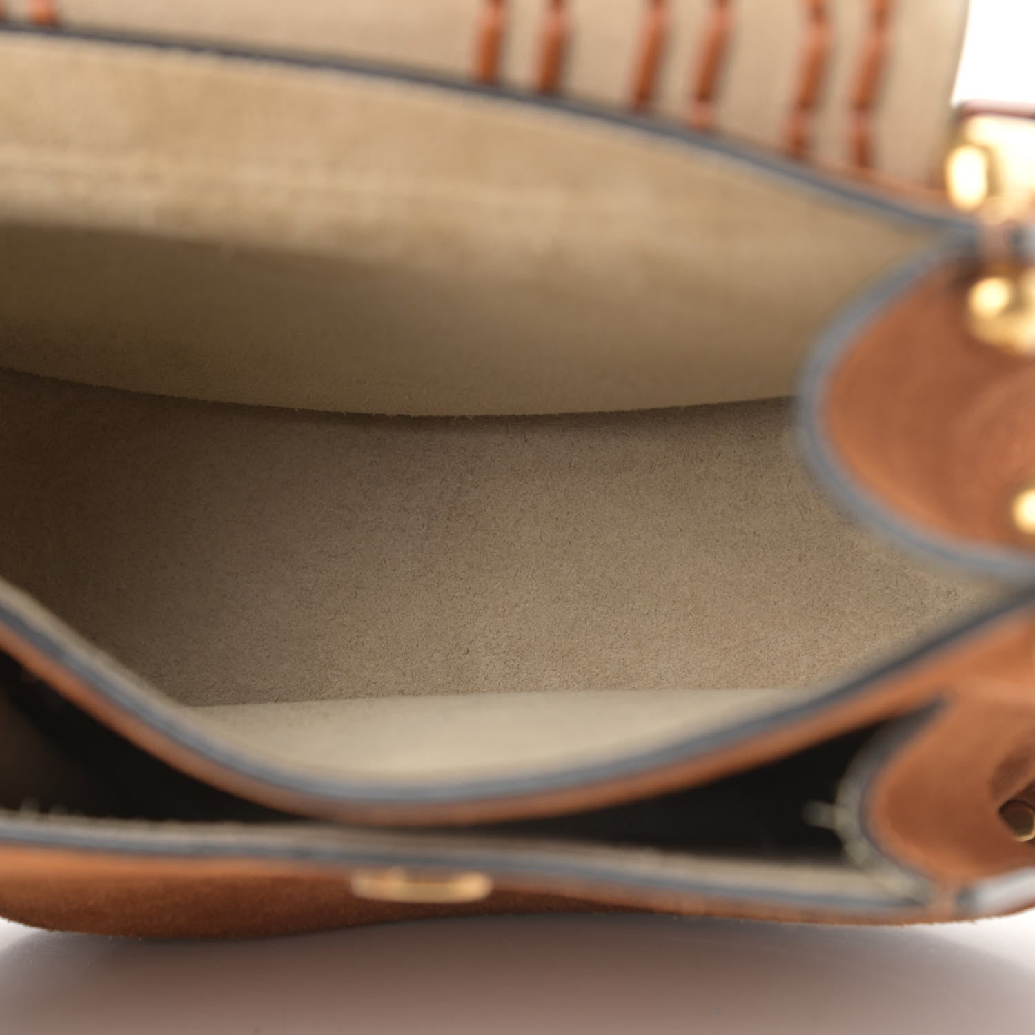 Chloe Suede Calfskin Braided Mini Hudson Shoulder Bag Caramel 5 of 10