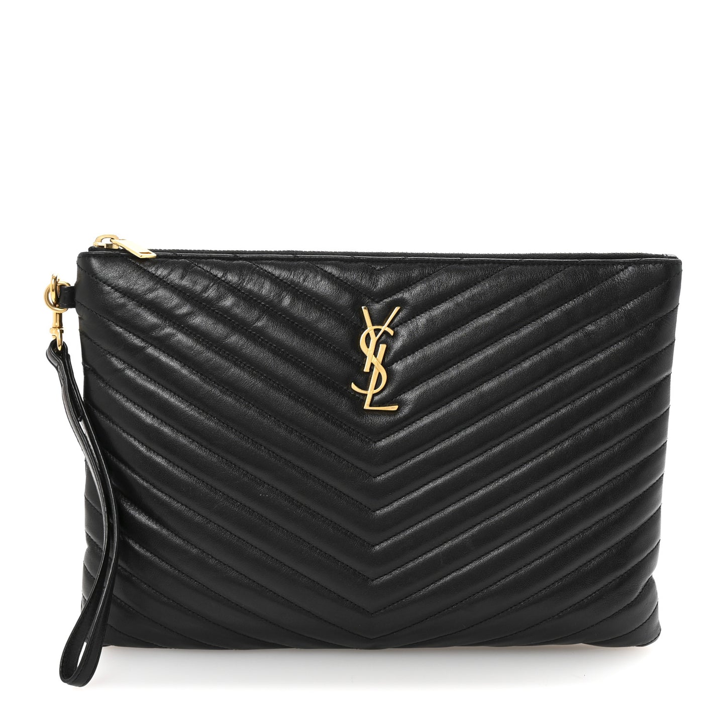 Calfskin Matelasse Monogram Cassandre Tablet Pouch Black