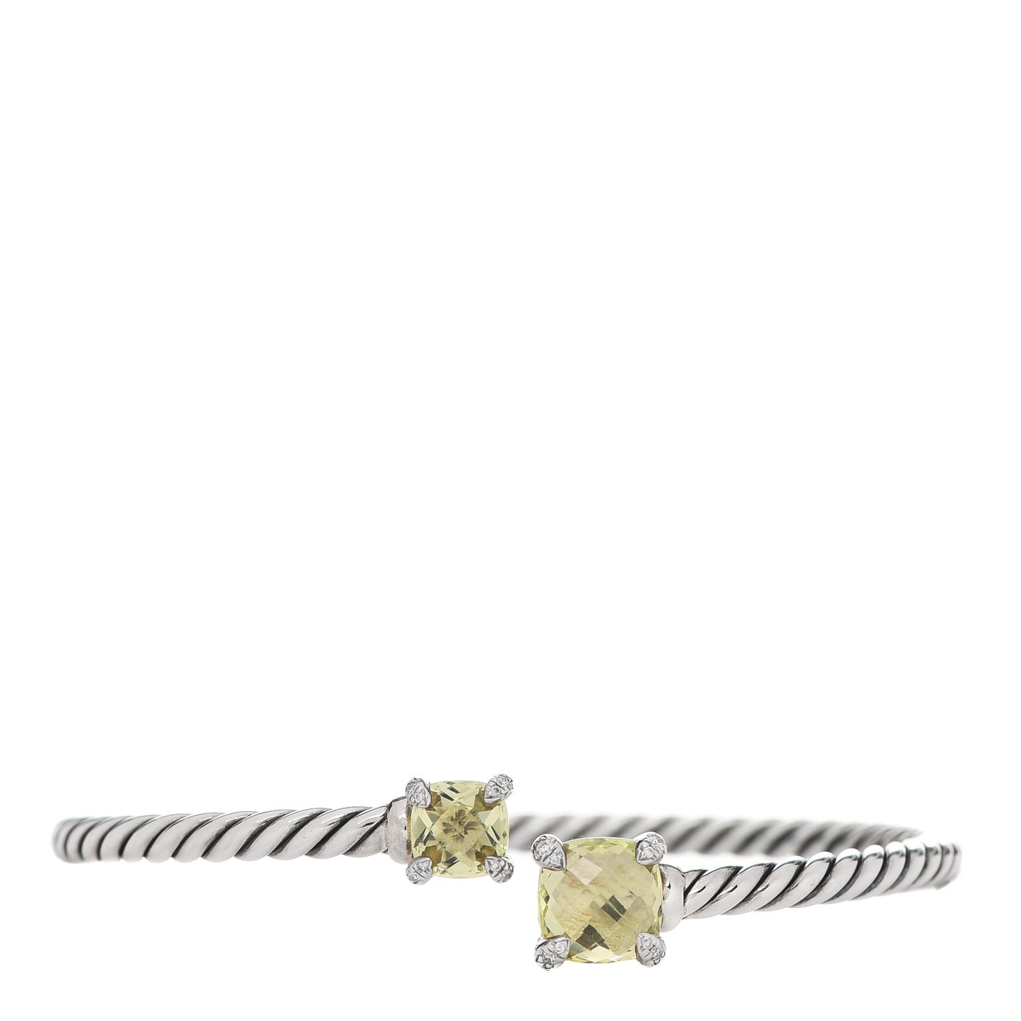 Sterling Silver Diamond Lemon Citrine 4mm Chatelaine Bypass Bracelet