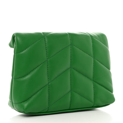 Saint Laurent Lambskin Monogram Loulou Puffer Pouch Clutch New Vert 4 of 8